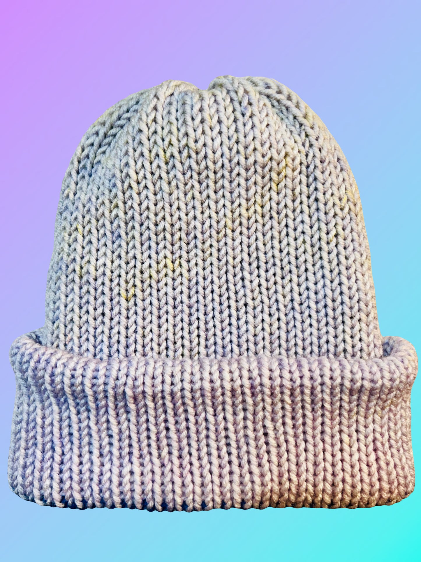 Blue and Lavender Reversible Knit Beanie