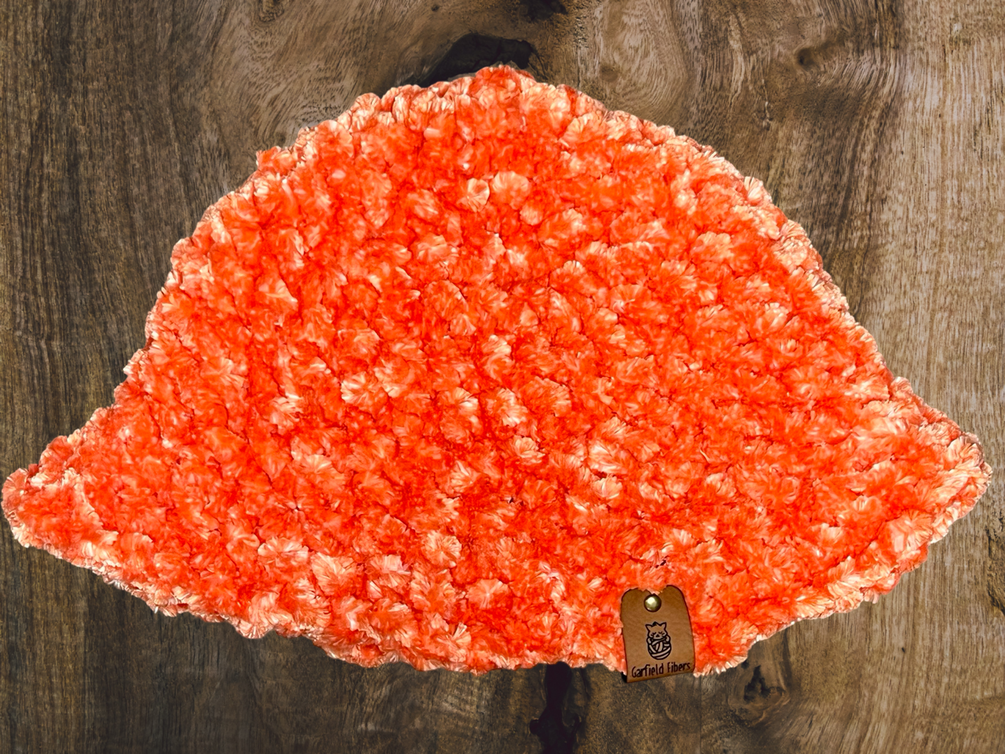 Coral Velvet Crochet Bucket Hat