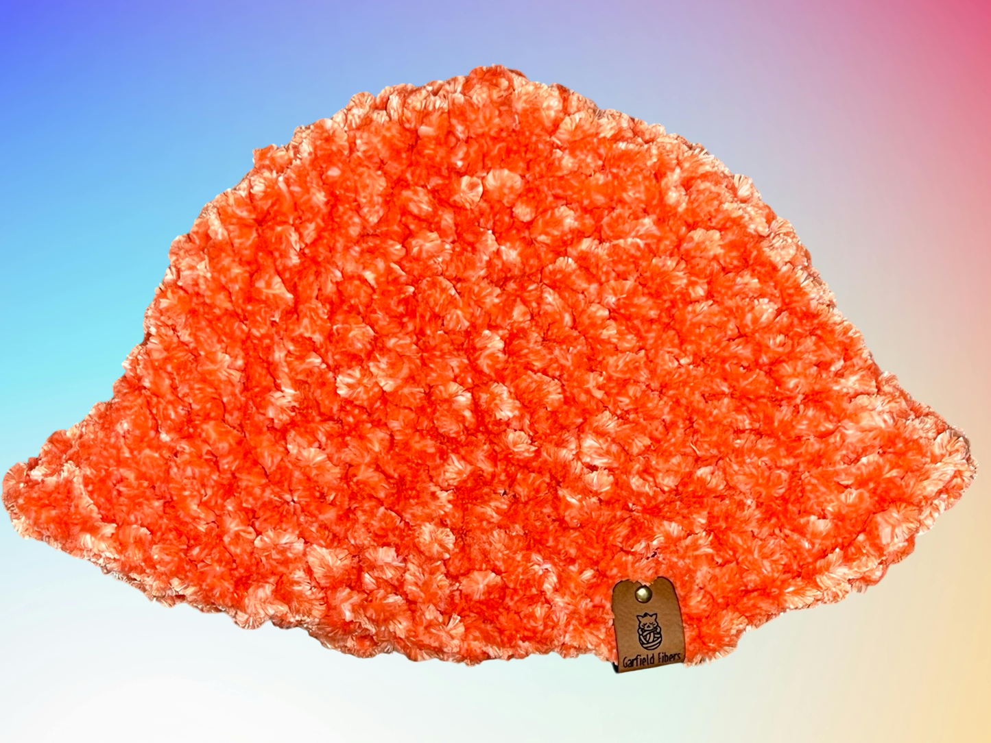 Coral Velvet Crochet Bucket Hat