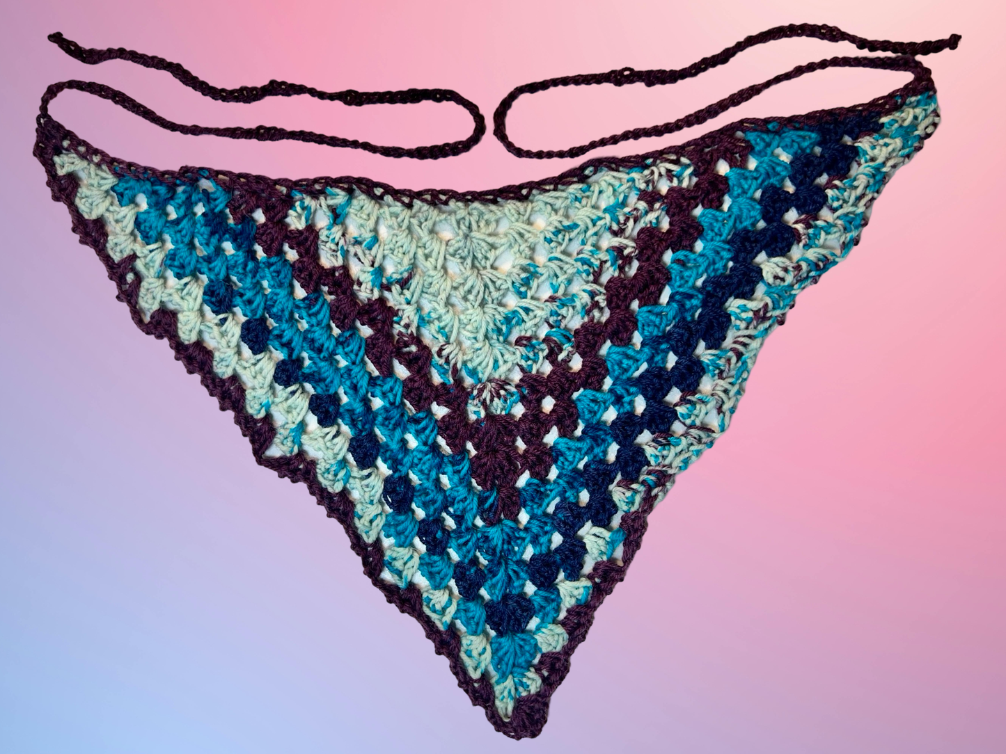 Blue Raspberry Crochet Bandana
