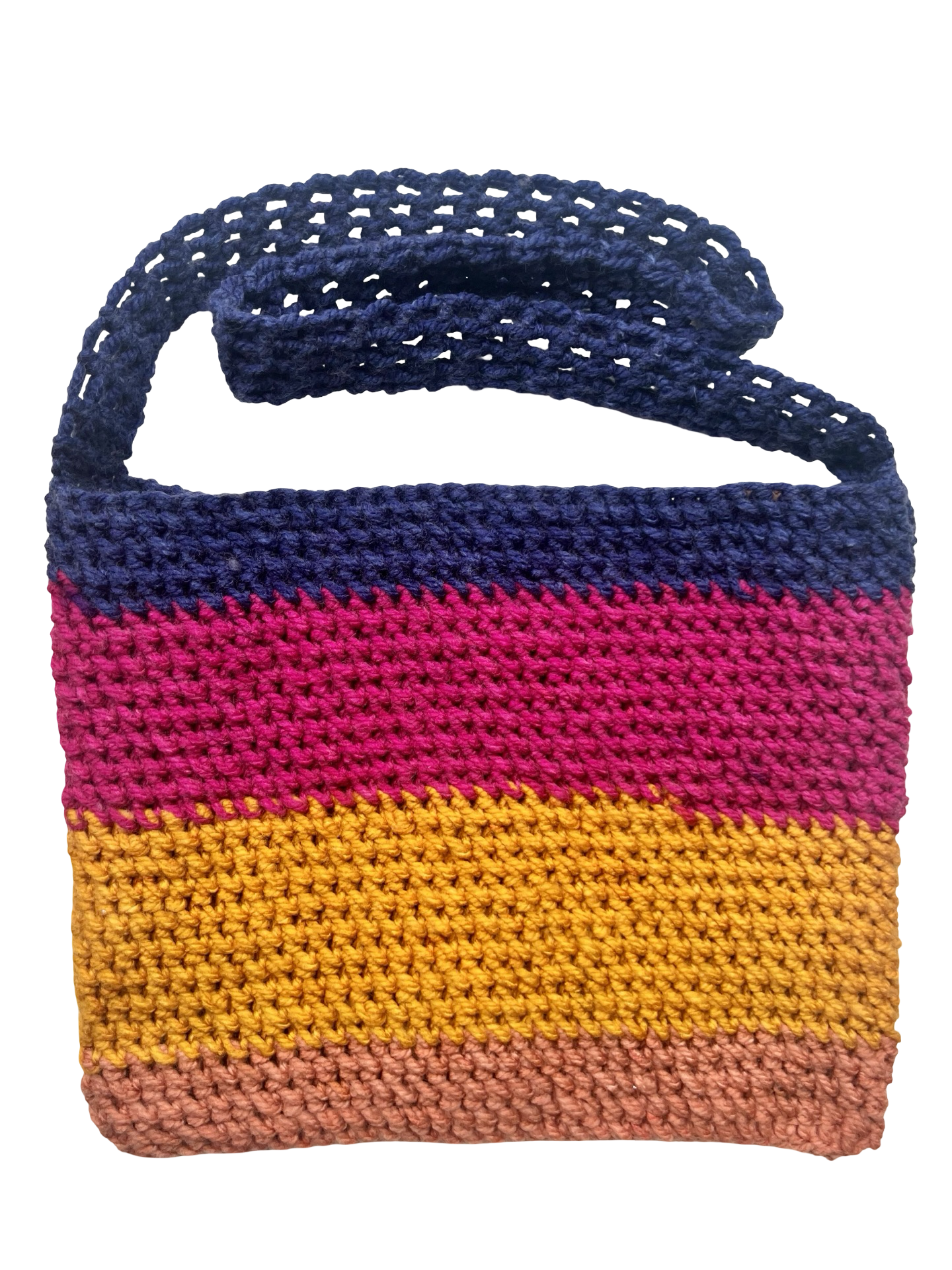 Color Block Crochet Mini Tote Bag