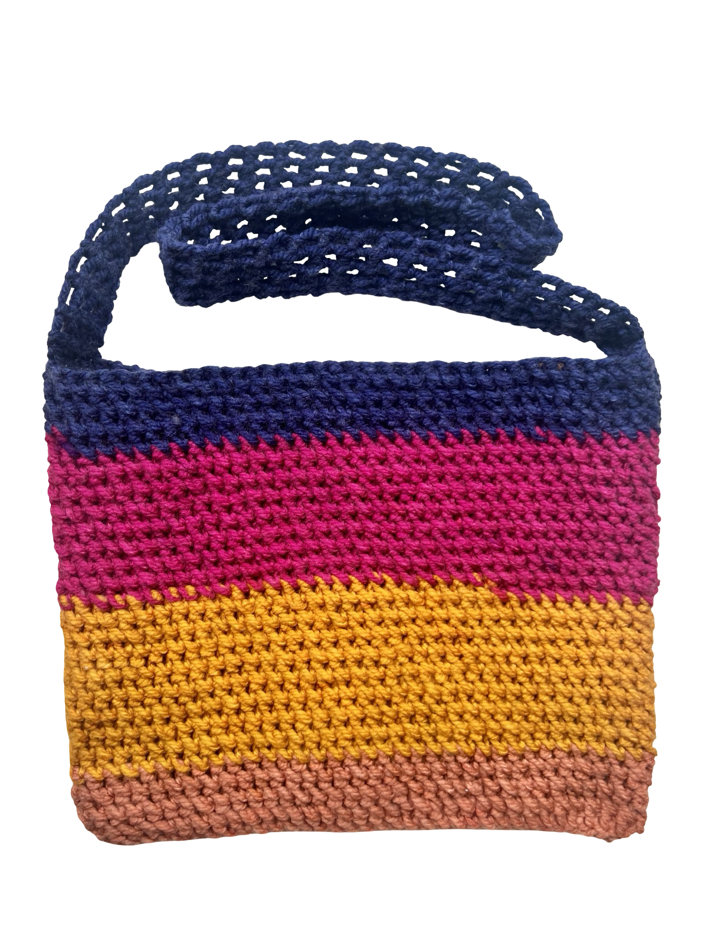 Color Block Crochet Mini Tote Bag