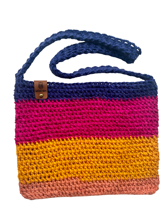Color Block Crochet Mini Tote Bag