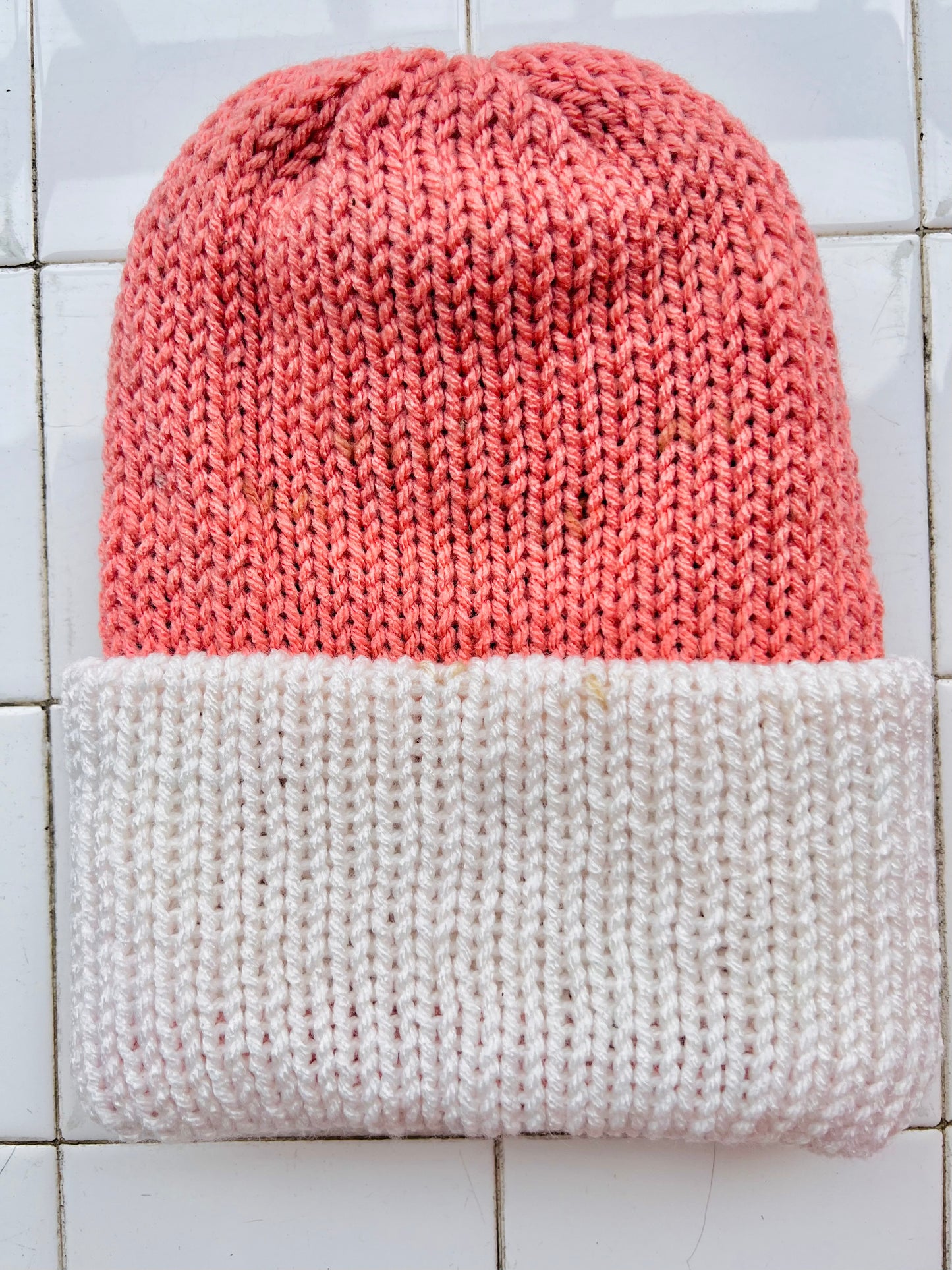 Blue and Pink Reversible Knit Beanie