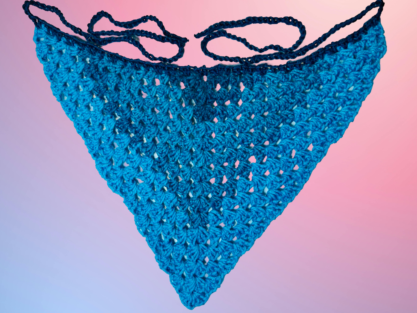 Blue Gradient Crochet Bandana