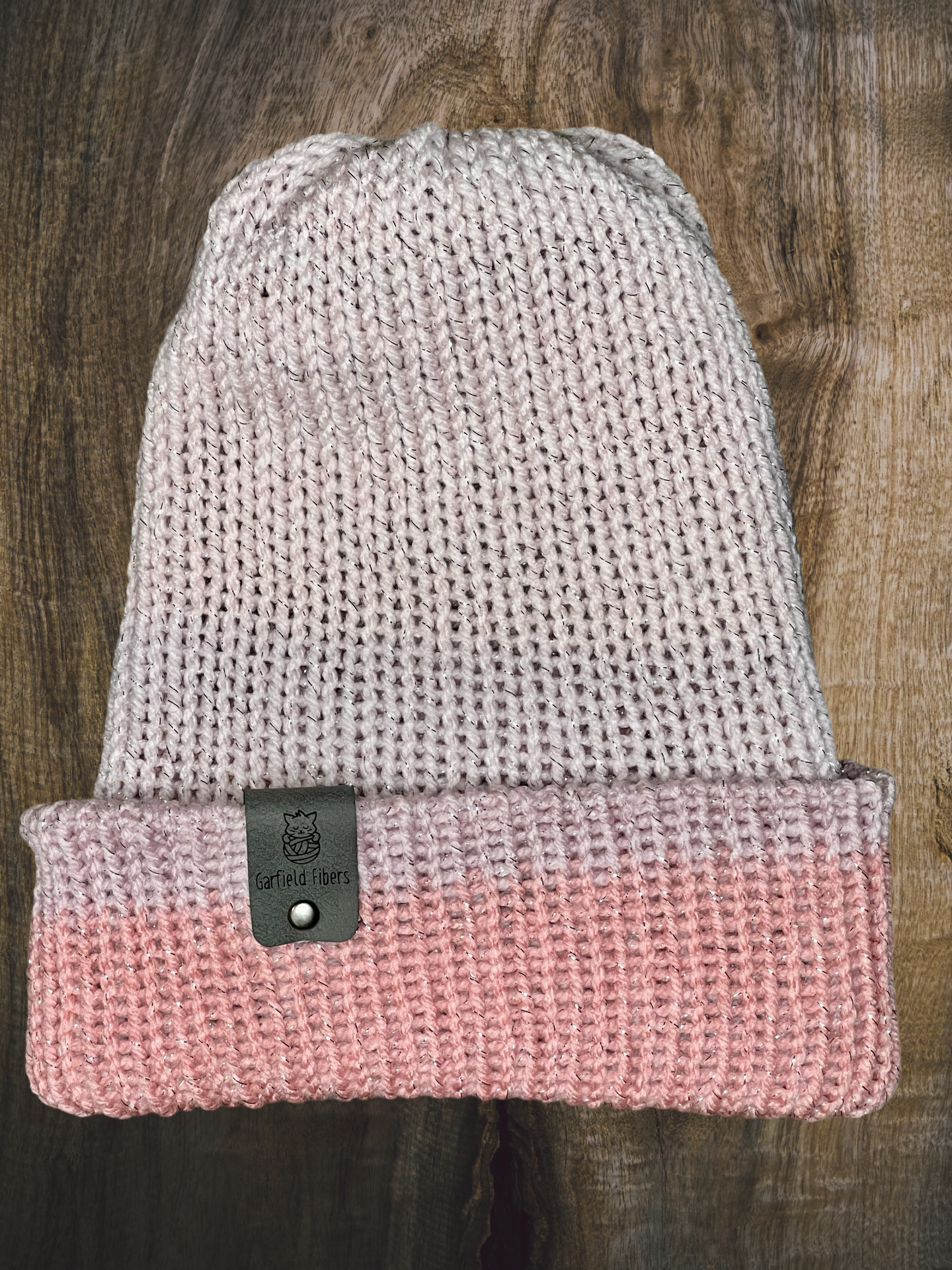 Rose Quartz Sparkle Reversible Knit Beanie