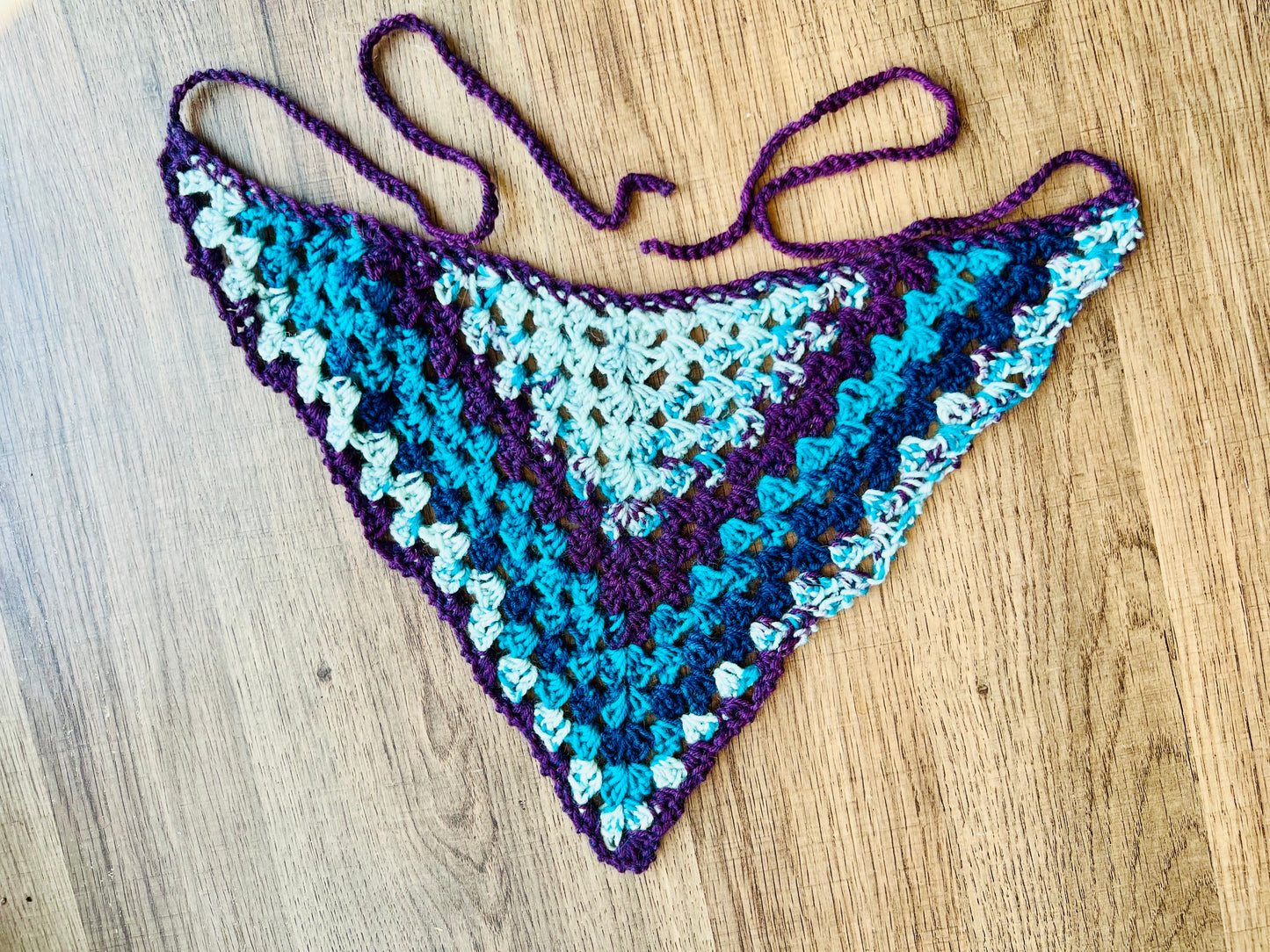 Blue Raspberry Crochet Bandana