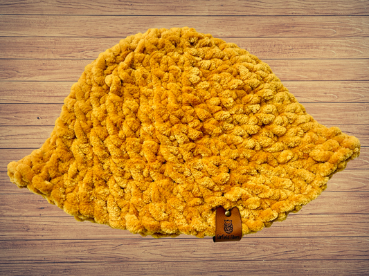 Golden Chenille Crochet Bucket Hat