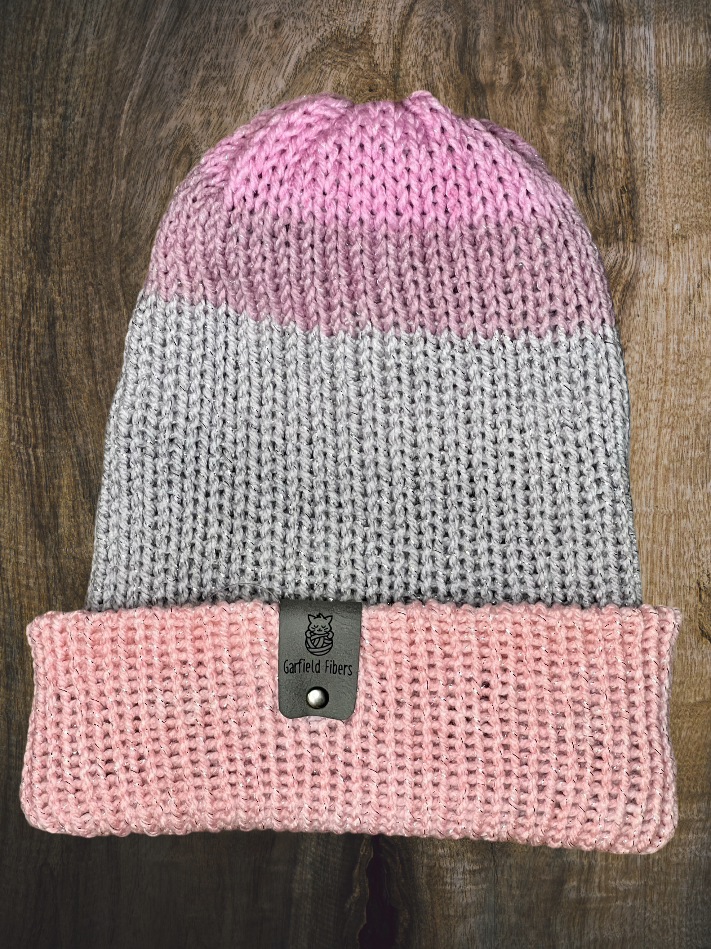 Rose Quartz Sparkle Reversible Knit Beanie