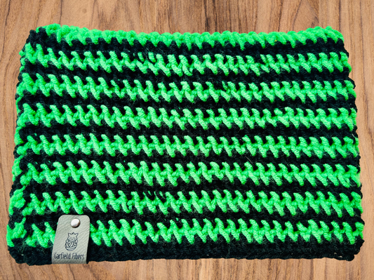 Lime and Black Crochet Cat Ear Beanie