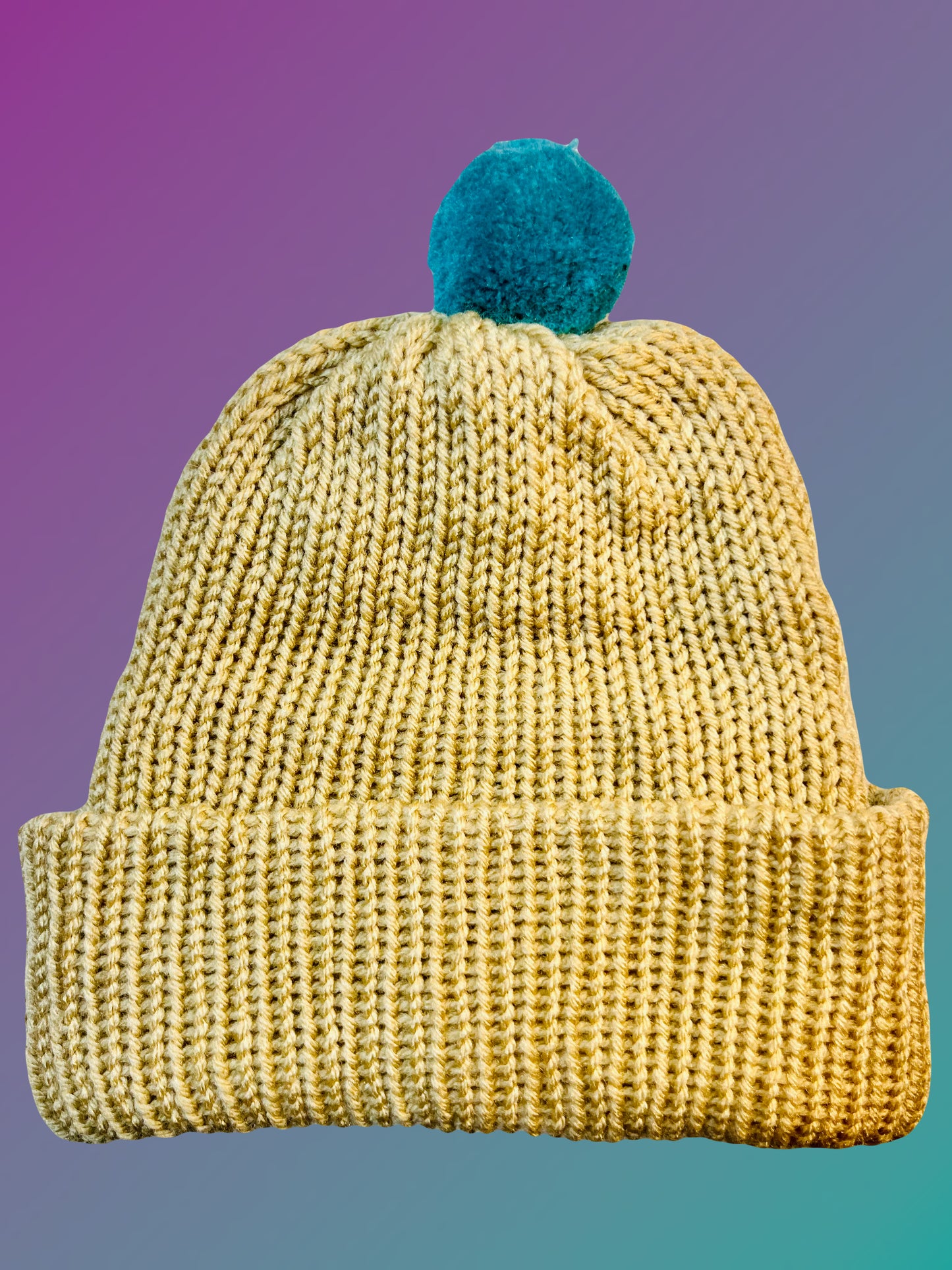 Tan Knit Pom Pom Beanie