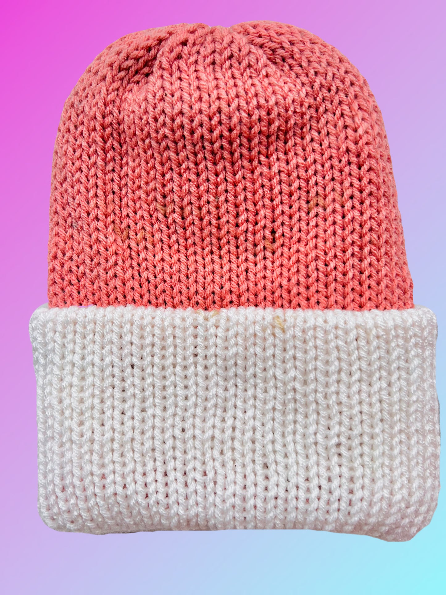 Blue and Pink Reversible Knit Beanie