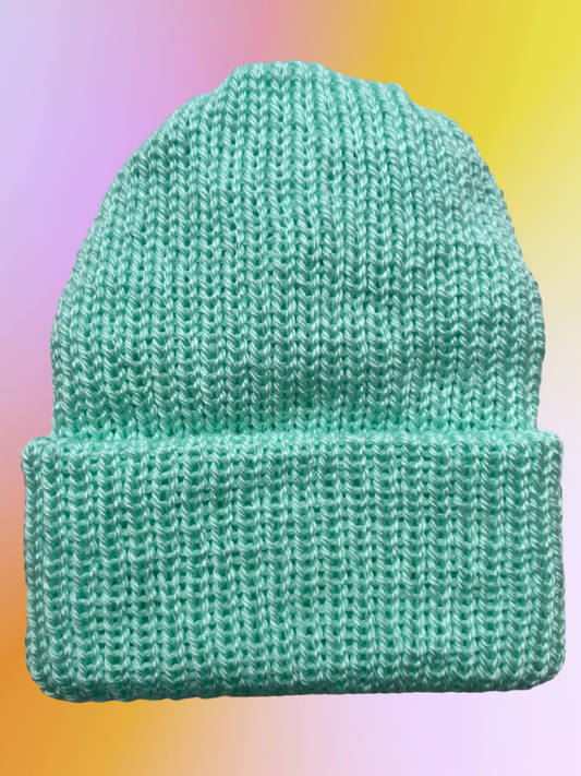 Solid Mint Reversible Knit Beanie