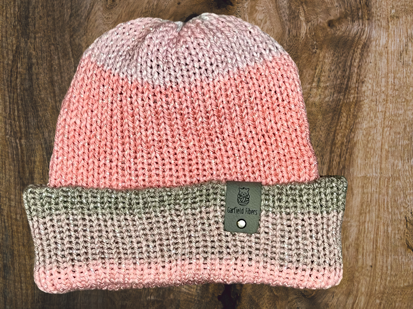 Rose Quartz Sparkle Reversible Knit Beanie