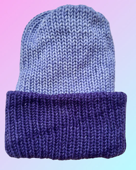 Mixed Purples Reversible Knit Beanie