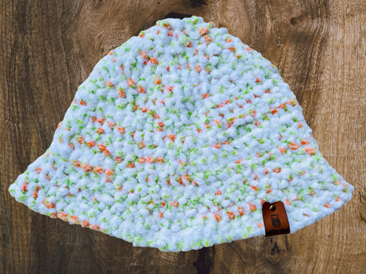 Marigold White Chenille Crochet Bucket Hat