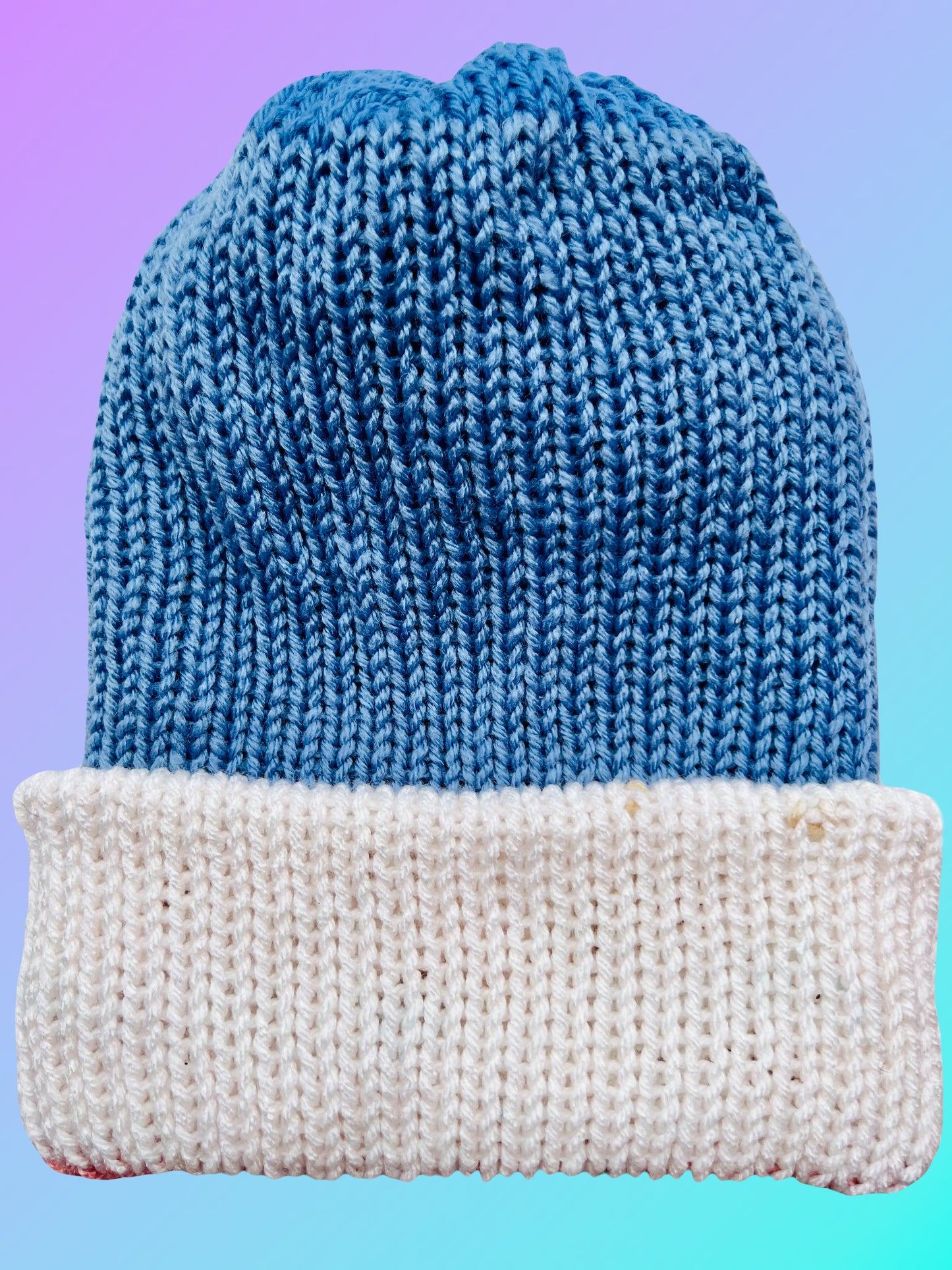 Blue and Pink Reversible Knit Beanie