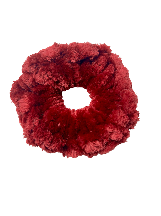 Wine Velvet Bulky Crochet Scrunchie