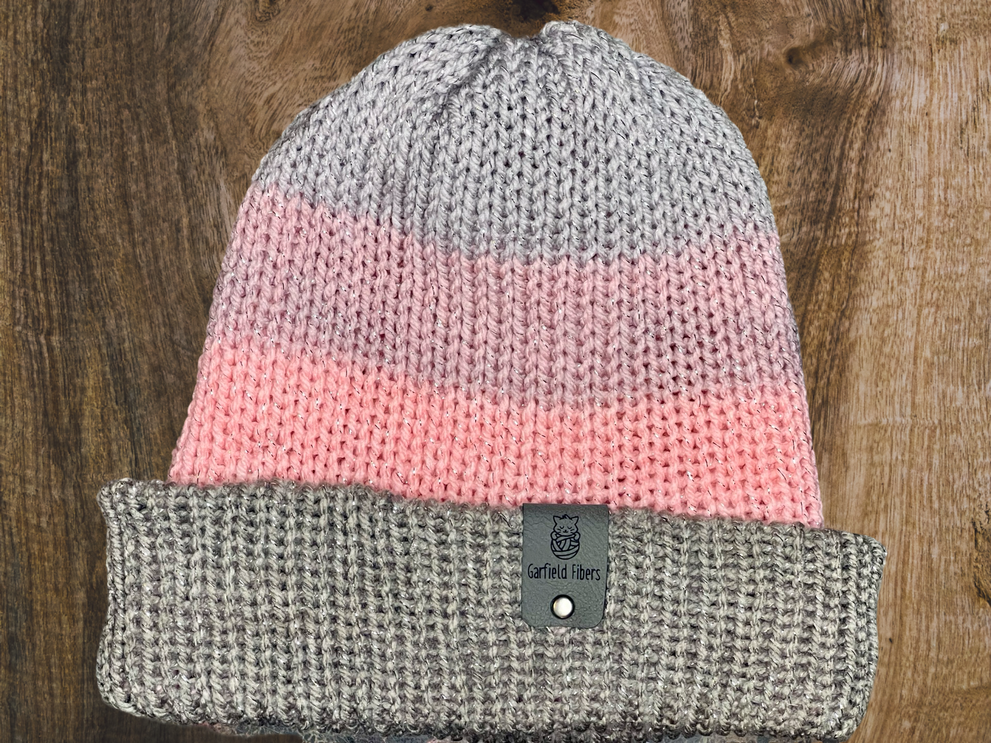 Rose Quartz Sparkle Reversible Knit Beanie