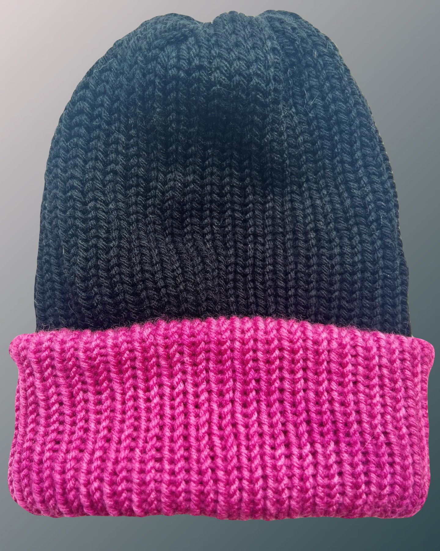 Pink and Black Reversible Knit Beanie