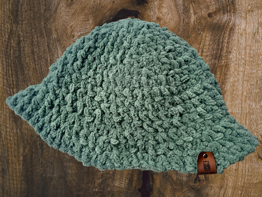 Sage Chenille Crochet Bucket Hat