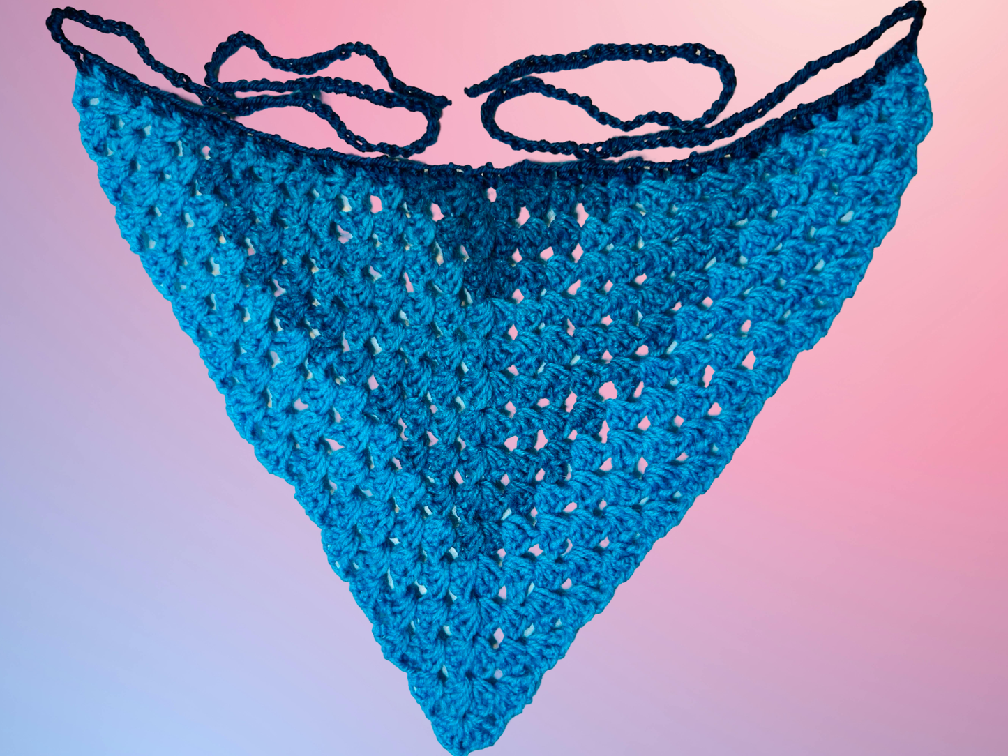 Blue Gradient Crochet Bandana