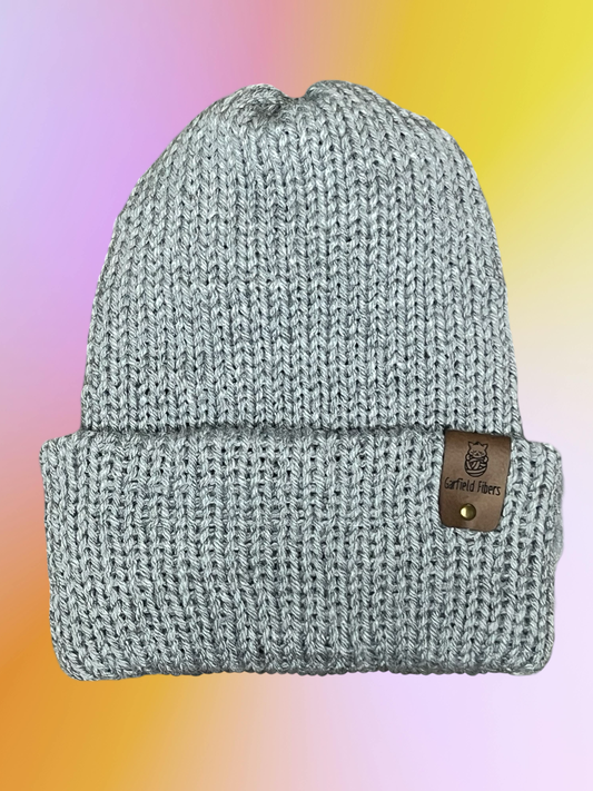 Gray Reversible Knit Beanie