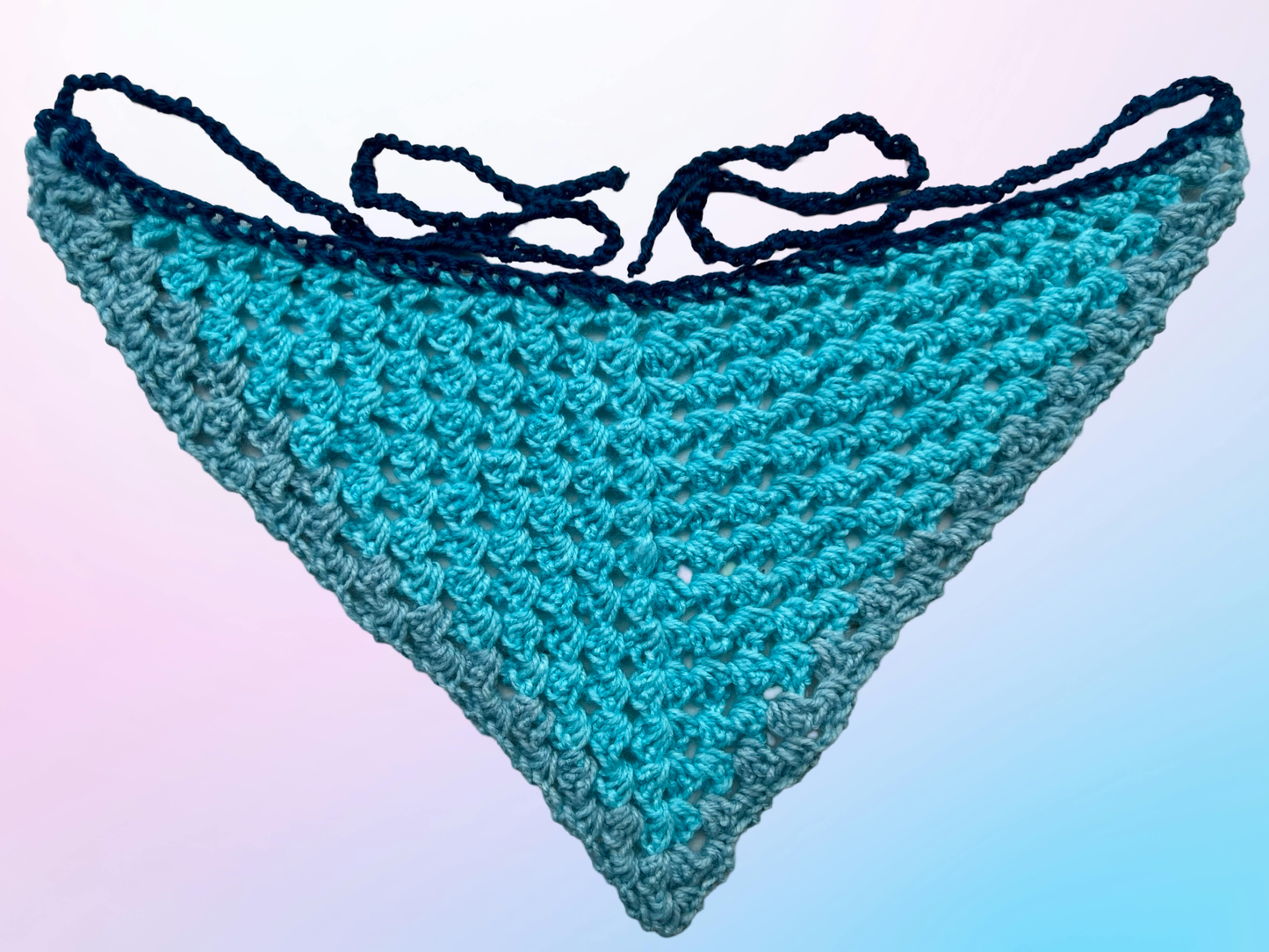 Cyan Gradient Crochet Bandana