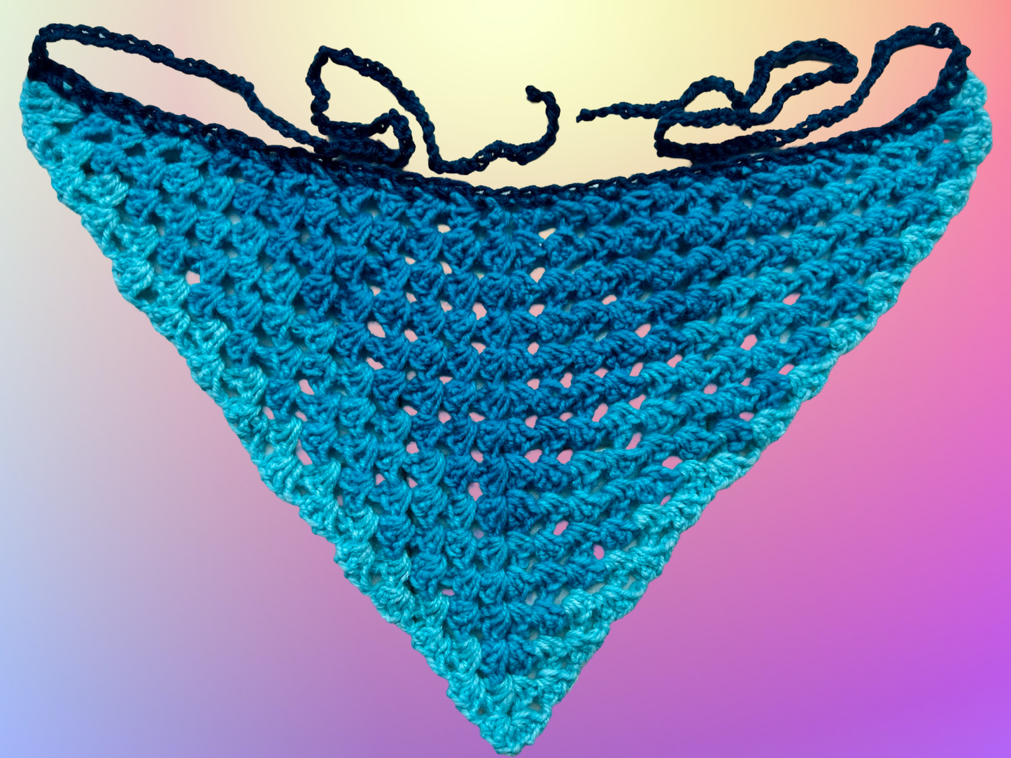 Mixed Blues Crochet Bandana