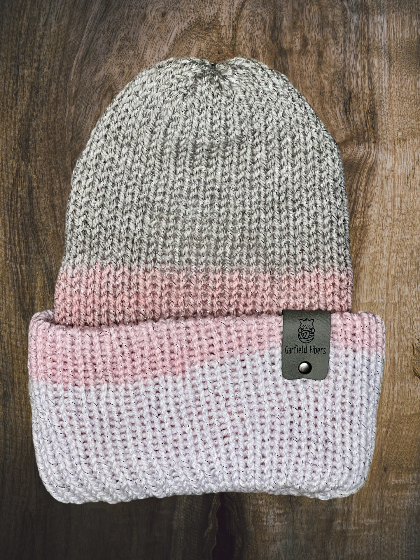 Rose Quartz Sparkle Reversible Knit Beanie