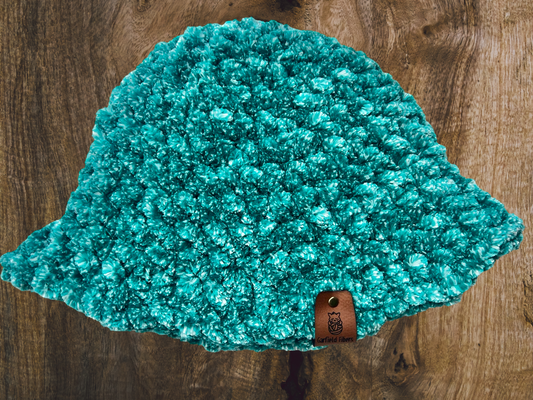 Teal Velvet Crochet Bucket Hat
