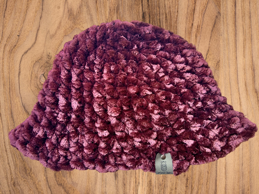 Purple Velvet Crochet Bucket Hat