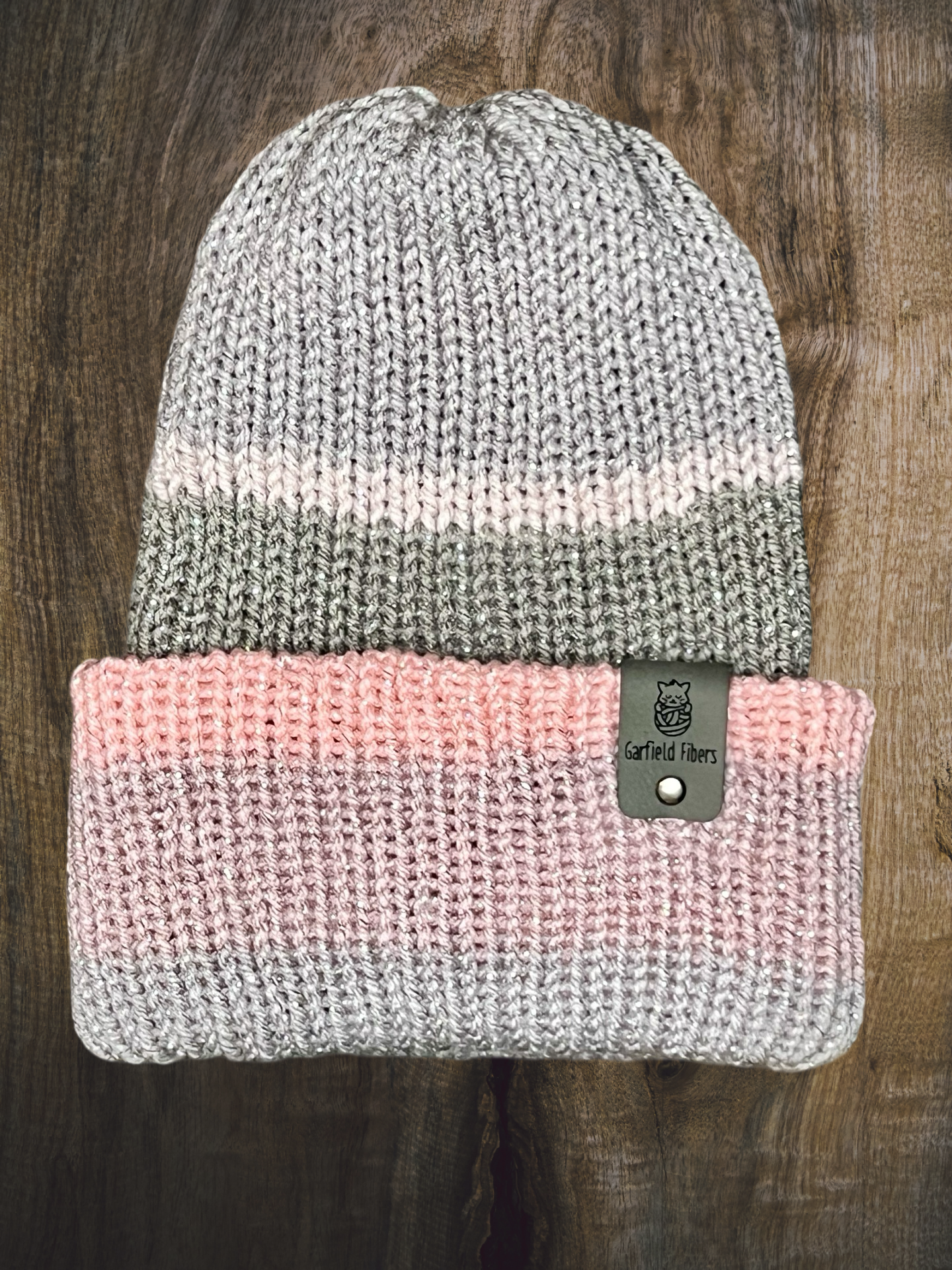 Rose Quartz Sparkle Reversible Knit Beanie