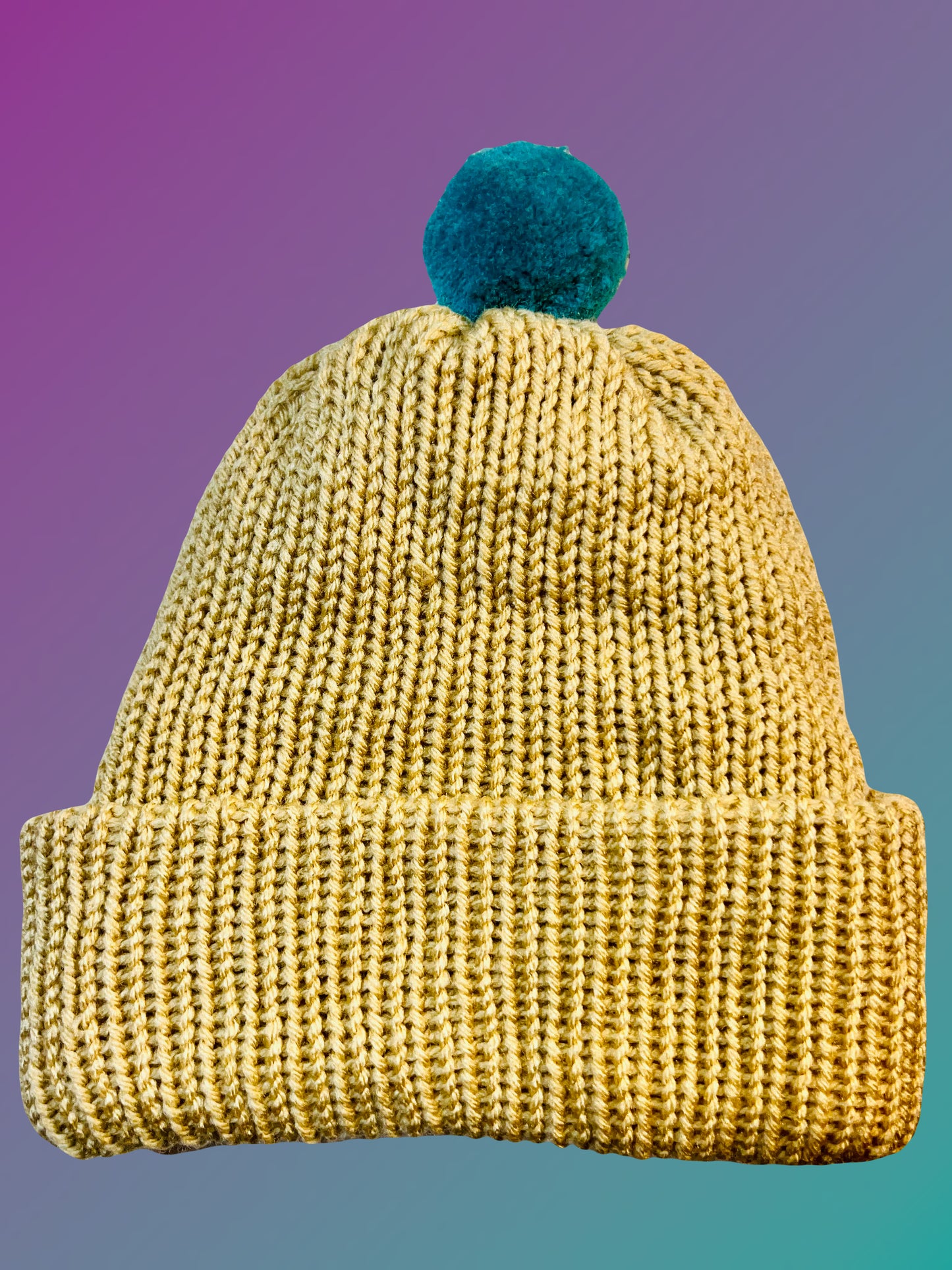 Tan Knit Pom Pom Beanie