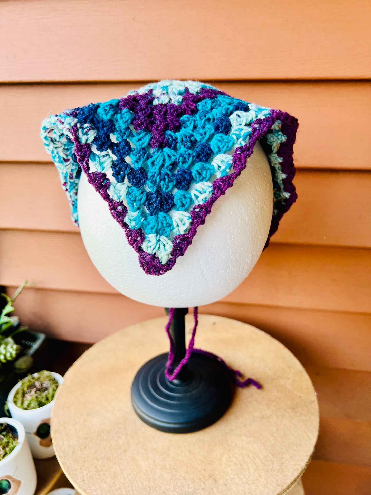 Blue Raspberry Crochet Bandana