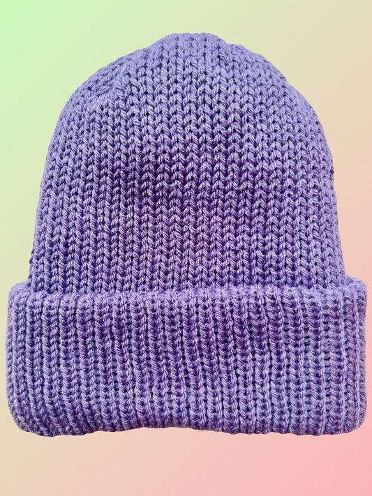 Purple Reversible Knit Beanie