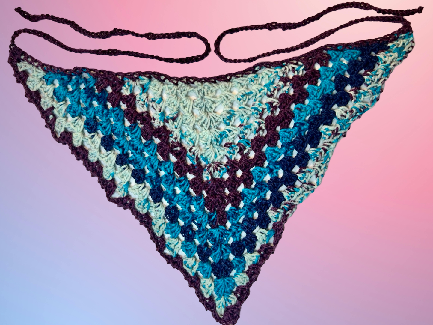 Blue Raspberry Crochet Bandana